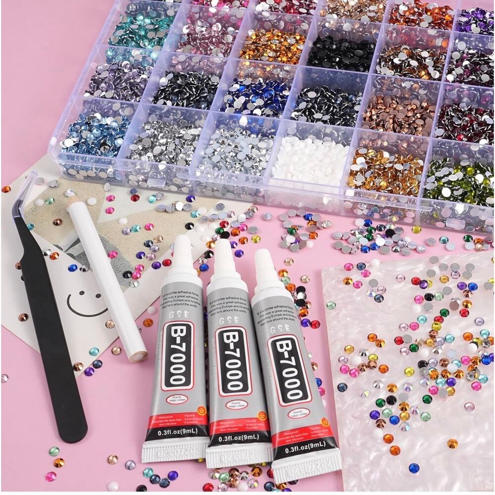 14000Pcs x2 Resin Rhinestones Multicolor 4mm Flatback Rainbow w/B7000 Glue - Picture 3 of 9